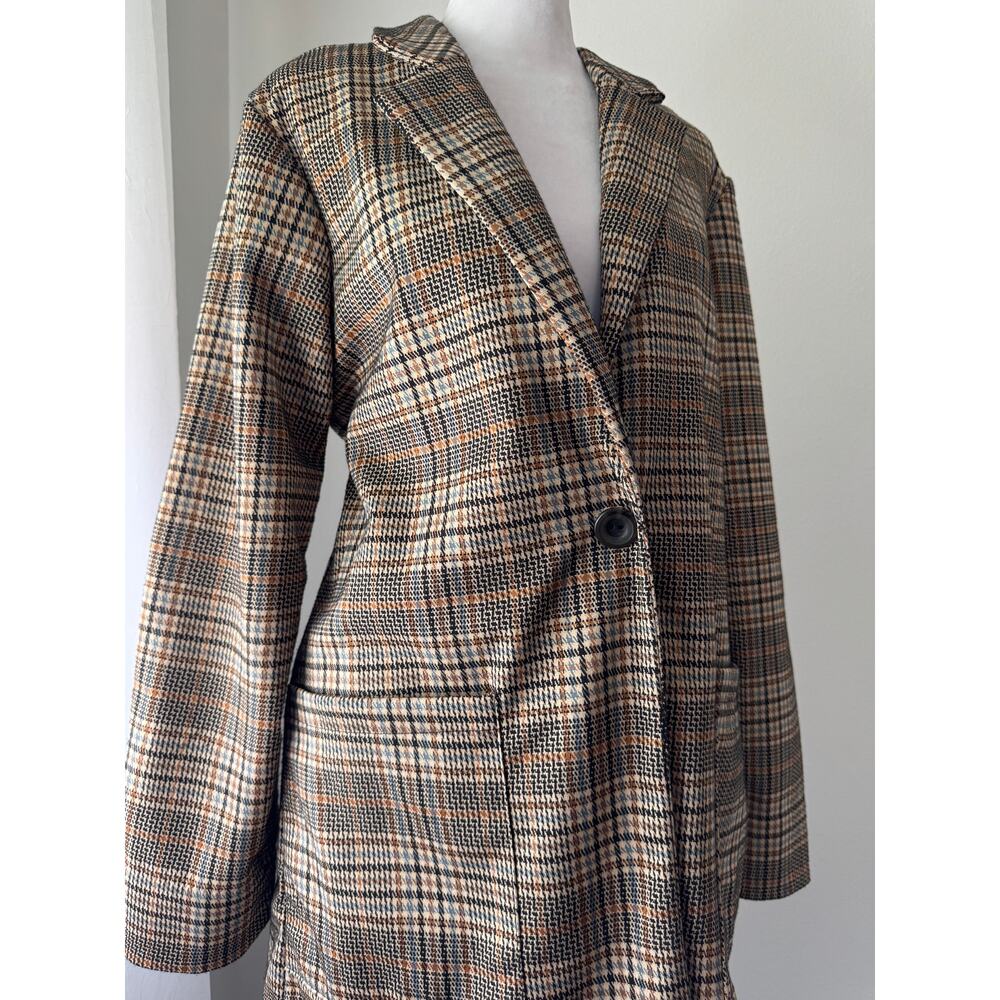 Philosophy Tan Plaid Longline Jacket